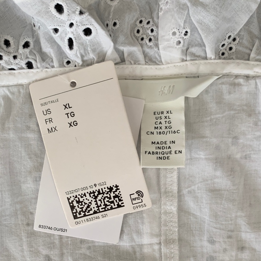 H&M White Eyelet Vest Tank Top with Ruffle Sleeves made in India - Picture 2 of 4